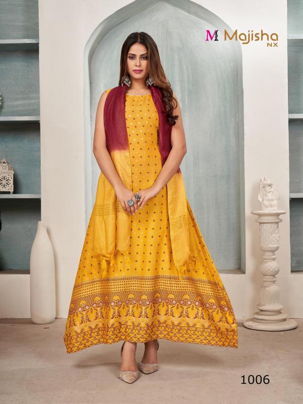 Majisha Nx Maharani 1 Rayon With Foil Print Kurti With Dupatta Collection 